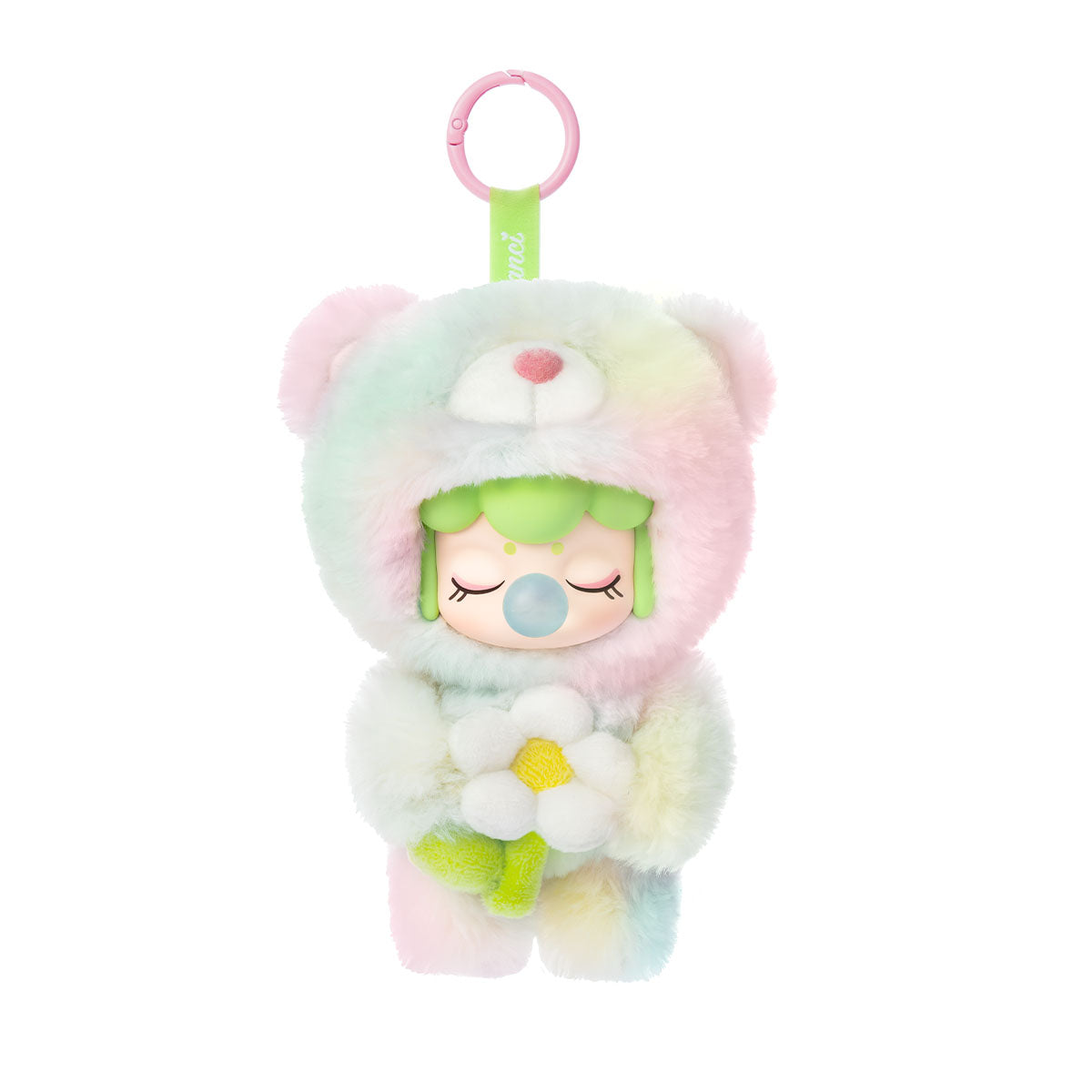 Rolife Nanci Spring Bear MN003 pluche hanger op een witte achtergrond.