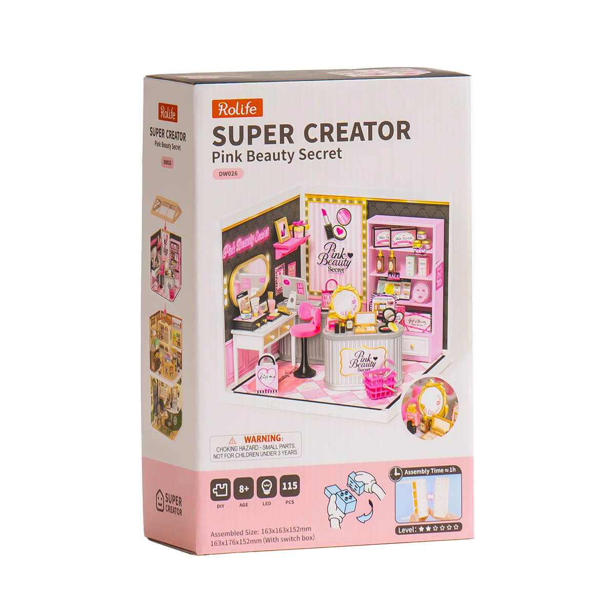 Pink Beauty Secret DW026 pakket naast voltooid Super Creator schoonheidsstudiomodel