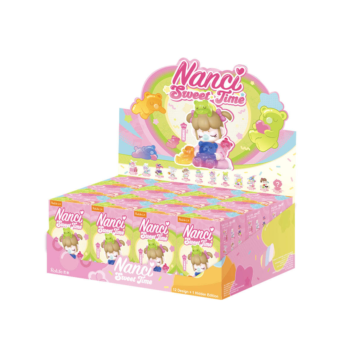 Nanci Sweet Time blind box vitrine op witte achtergrond