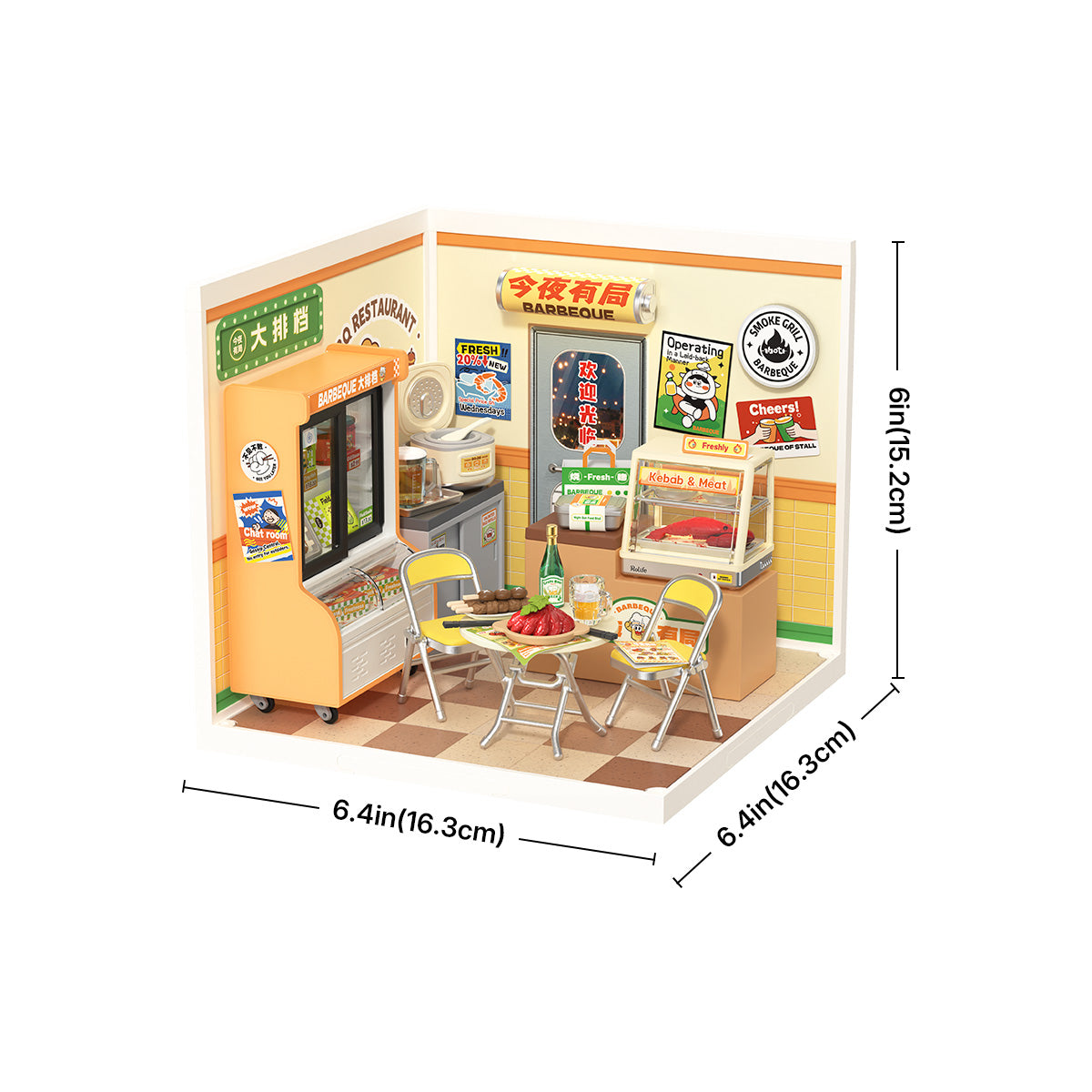 Night Out Food Stall DW022 grafisch formaat, 16,3 x 16,3 x 15,2 cm miniatuurkamer
