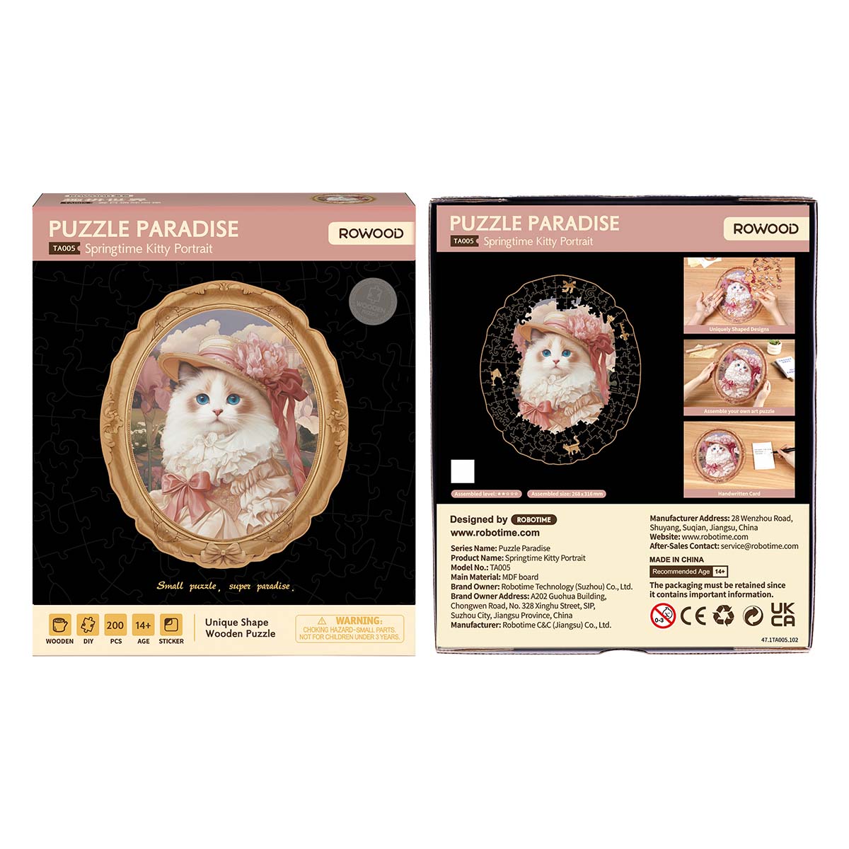 Rowood Springtime Kitty Portrait Houten Legpuzzel
