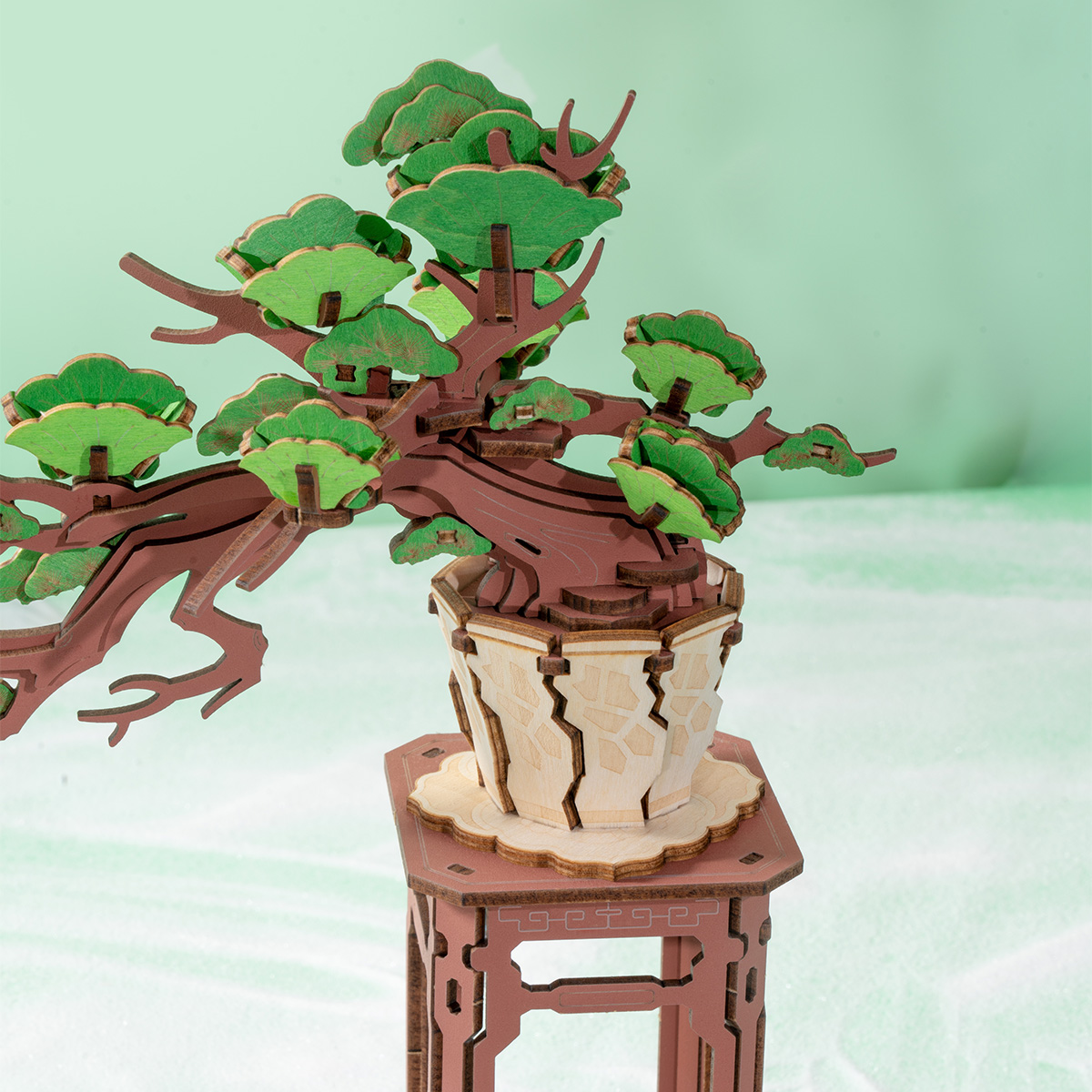 Rolife houten 3D-puzzel - Evergreen Pine Bonsai TG510 detailweergave
