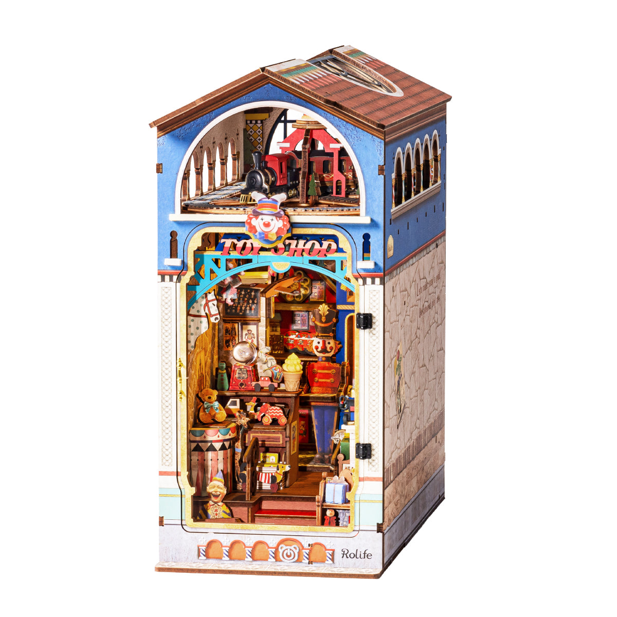 Treasure Toy Shop DIY Book Nook eindproduct witte achtergrondafbeelding