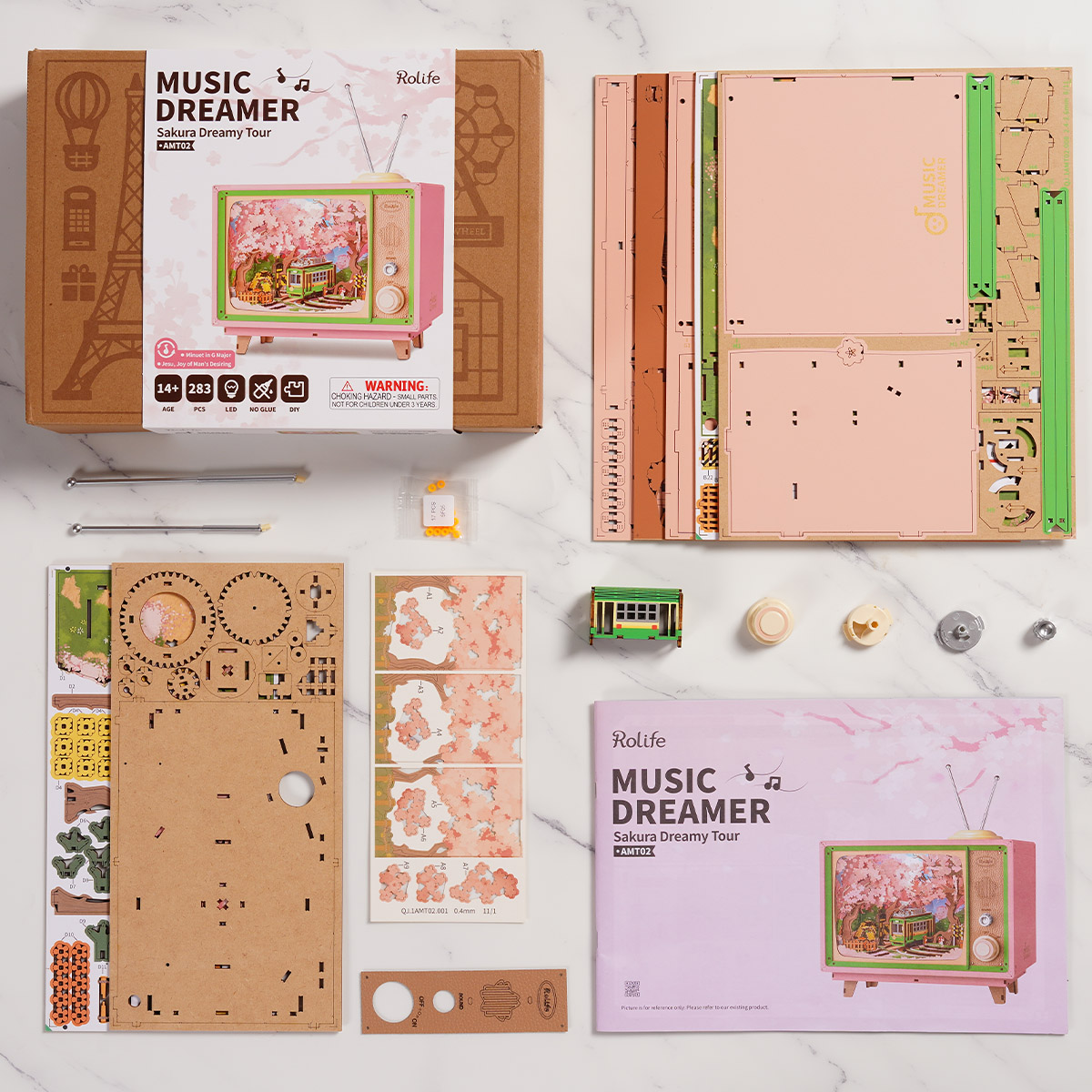 Sakura Dreamy Tour AMT02 materialen en onderdelenindeling voor de muziekdoos