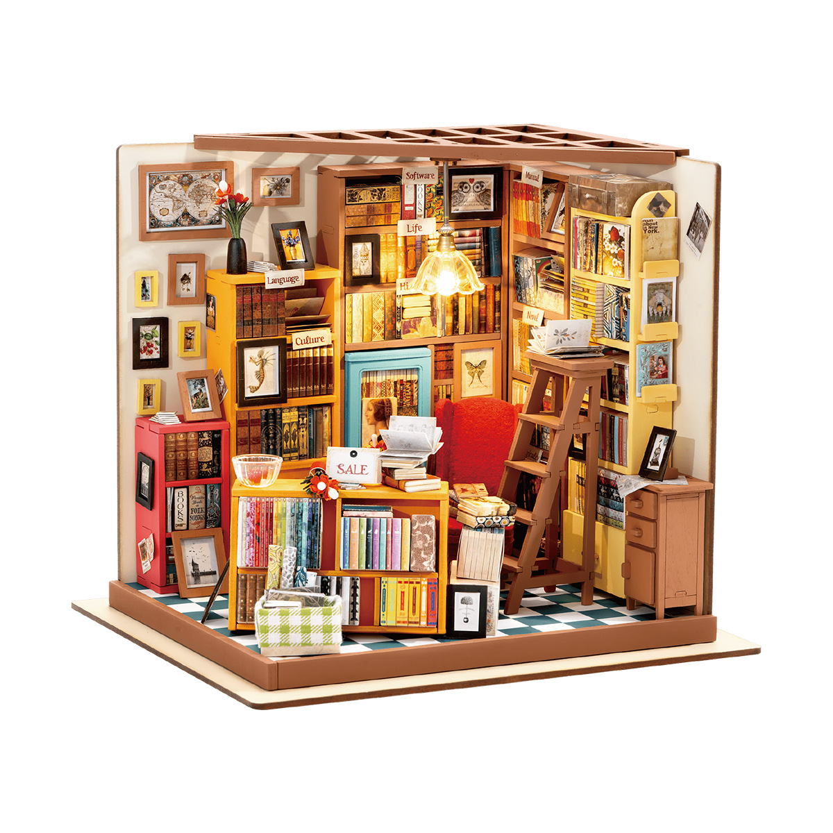 Rolife DIY Miniatuur Poppenhuis - Sam's Studie DG102 witte achtergrond productweergave