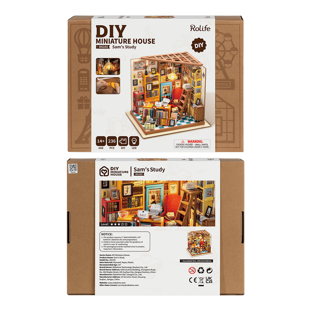 Rolife DIY Miniatuur Poppenhuis - Sam's Study DG102 productpakket