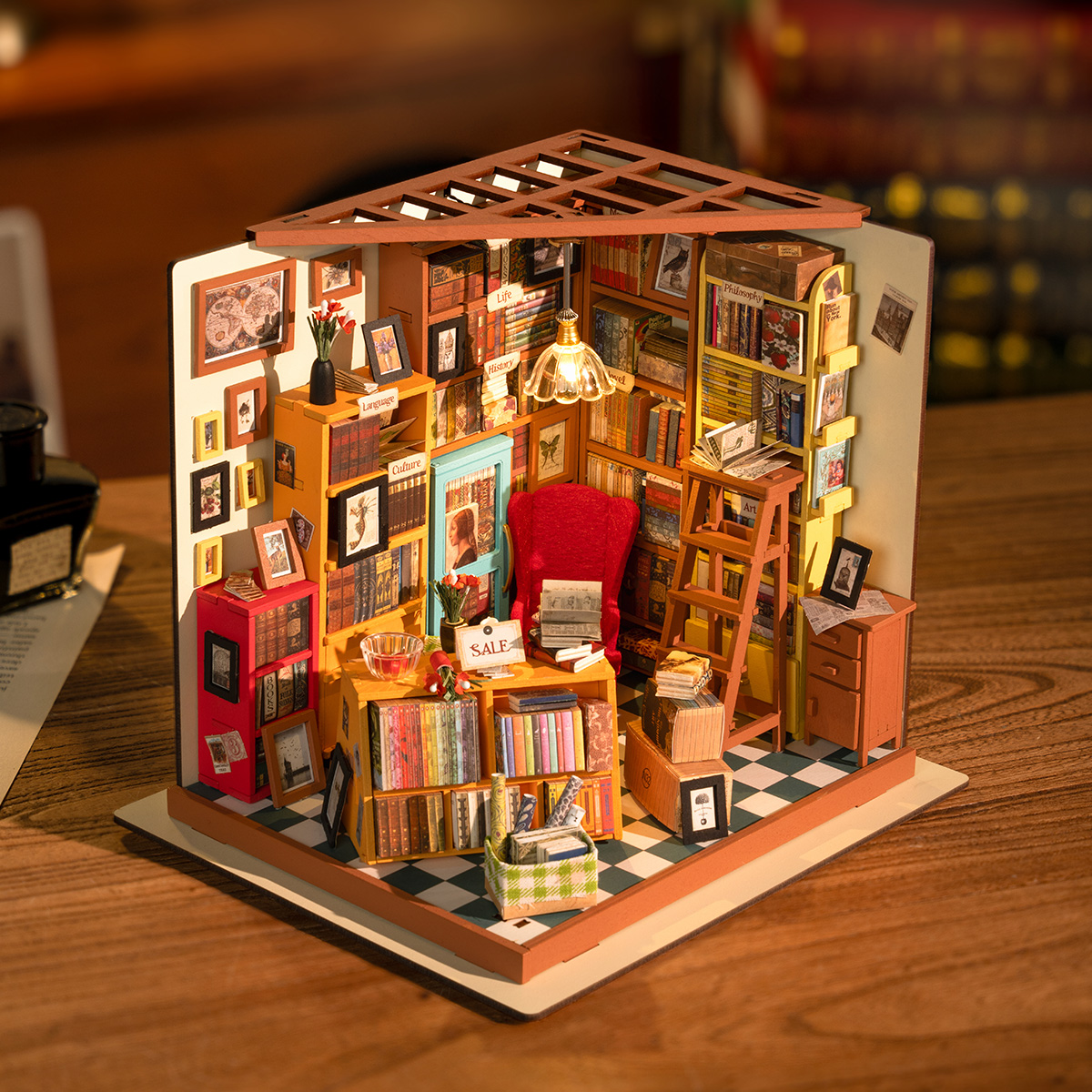 Rolife DIY miniatuur poppenhuis - Sam's Study DG102 tafelblad display scène