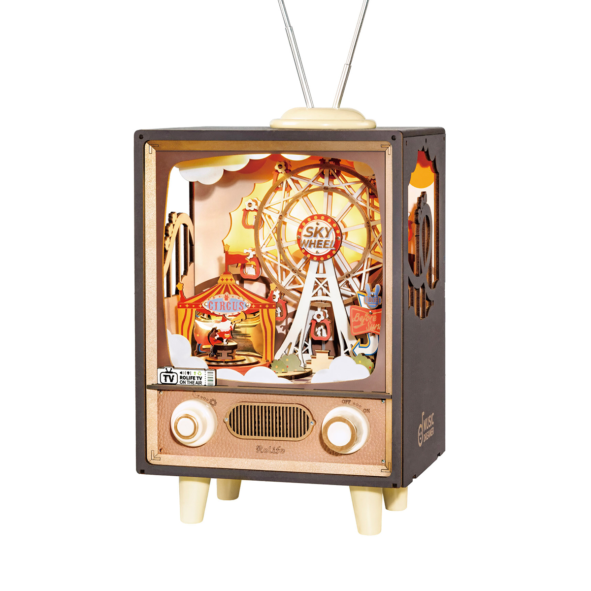 Rolife DIY Muziekdoospuzzel - Sunset Carnival AMT01 witte achtergrond productweergave