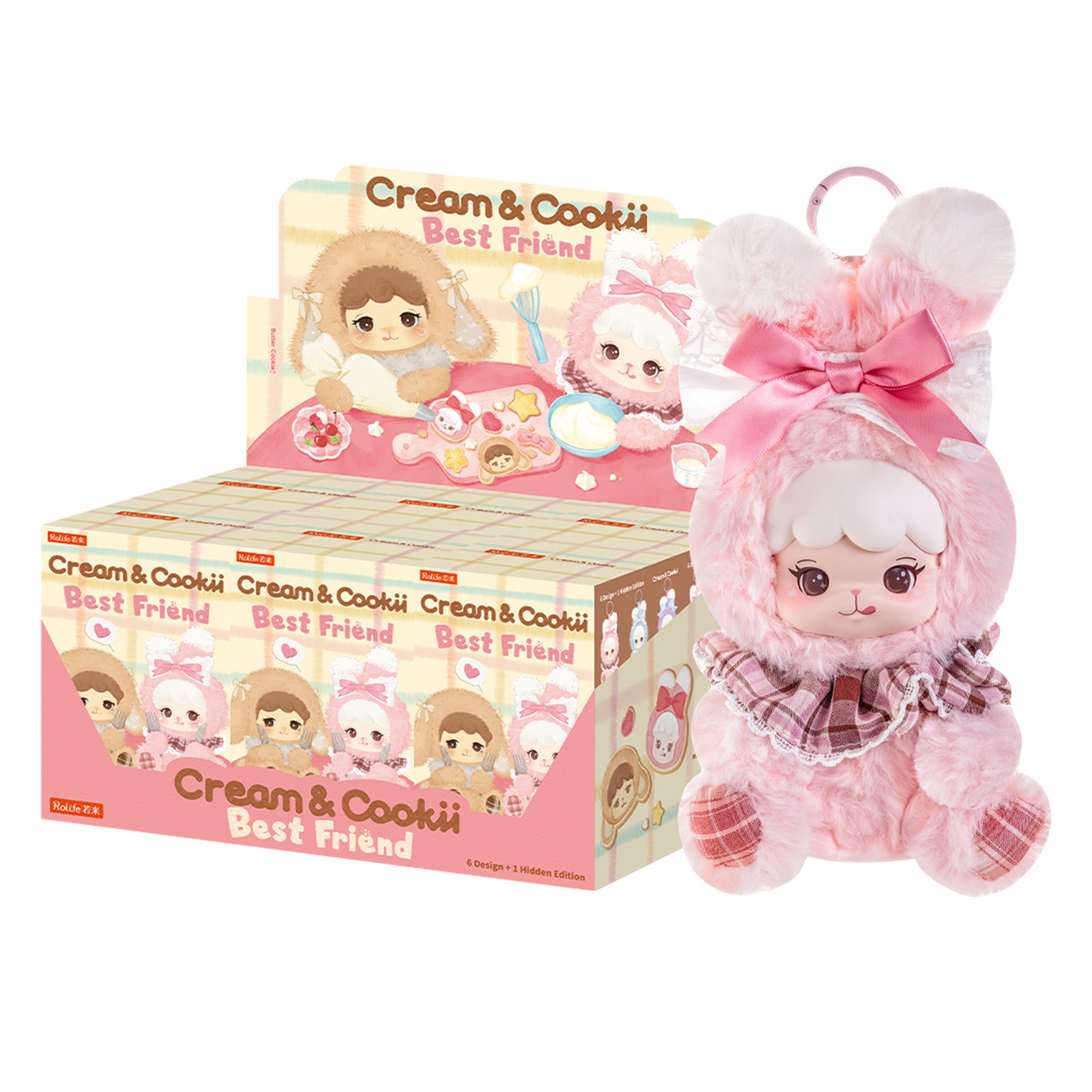 Rolife Cream en Cookii Bunny Best Friend serie blind box display met pluche hanger
