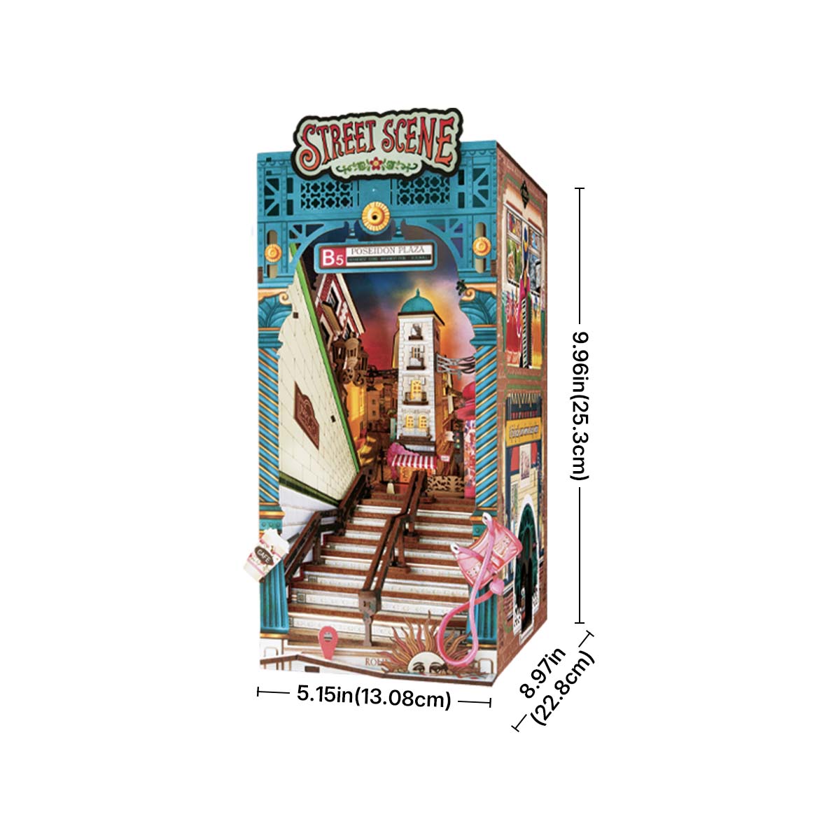 Straatscène TGB13 afbeelding in grootte, 13 x 19,5 x 25,5 cm boekenhoekje