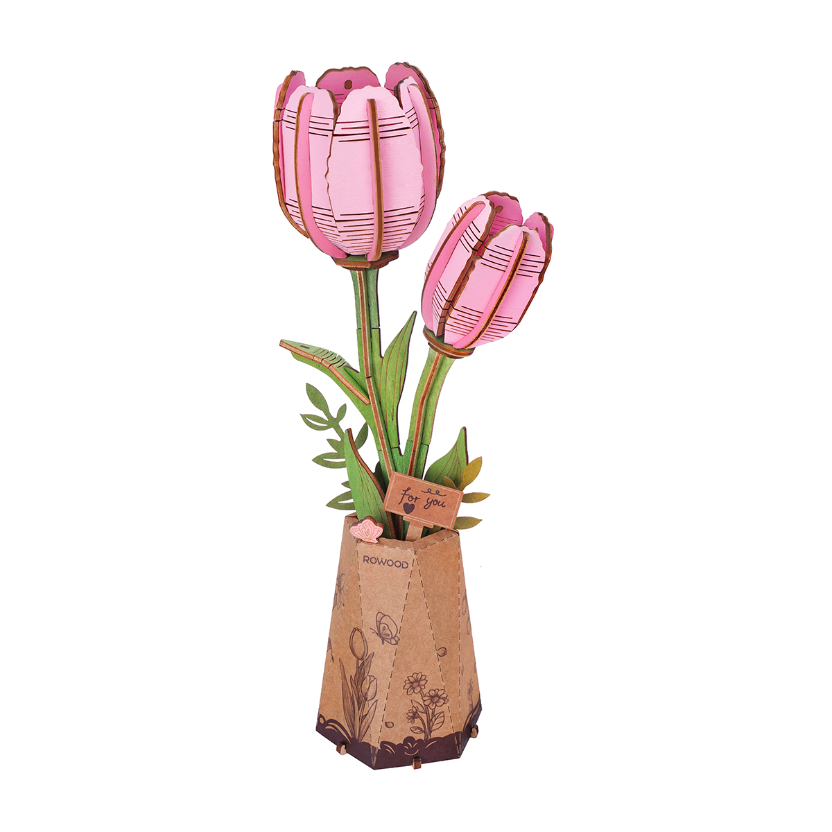 Rowood DIY houten bloem roze tulp TW082 alternatieve productweergave