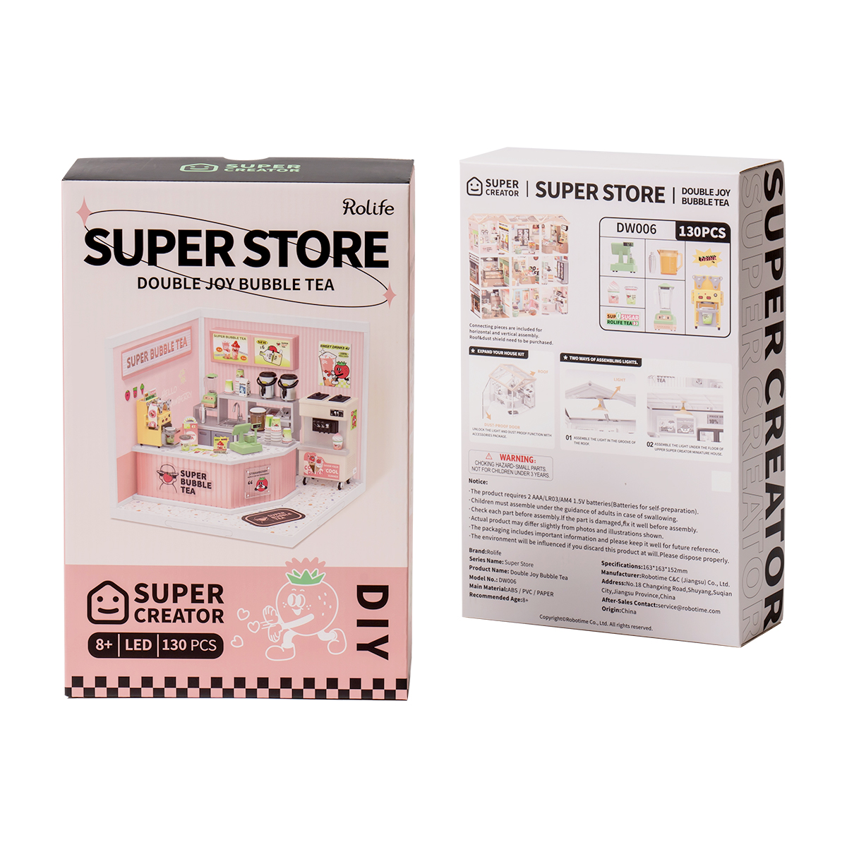 Paquete de productos Rolife Double Joy Bubble Tea Super Creator Miniature House DW006