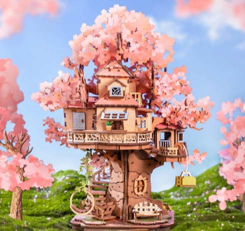 Modelo de casa en el árbol de Sakura