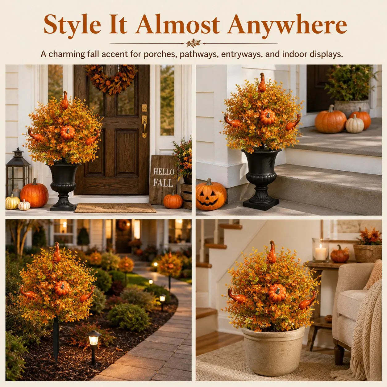 Last Day Promotion! 🔥Outdoor/Indoor UV Resistant & Waterproof Artificial Fall Pumpkin Tree Stakes