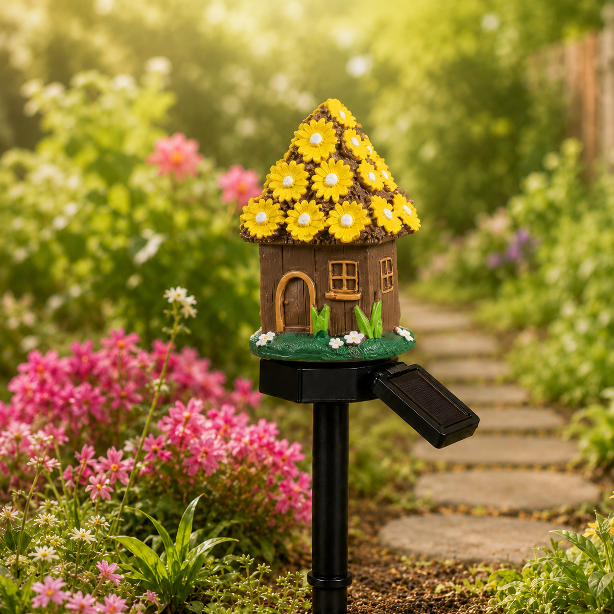 Solar Fairy-Tale Mushroom Cottage Garden Light