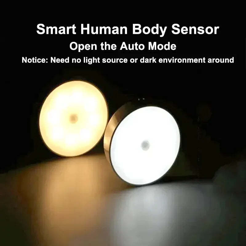 Smart Human Sensor LED Night Light, Wireless Magnetic Mount, USB Rechargeable, for Home, Office, and Hallway