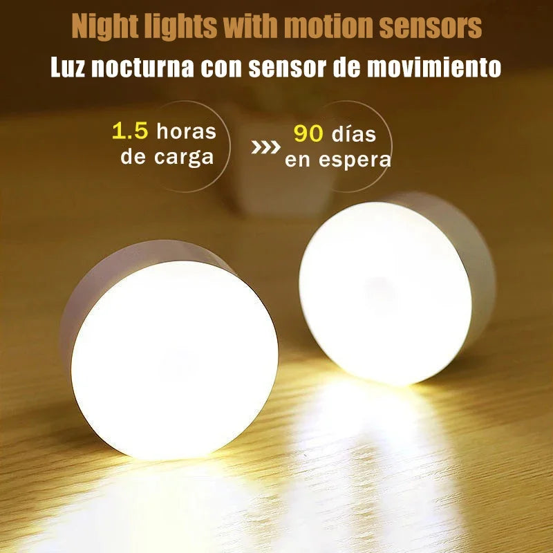 Smart Human Sensor LED Night Light, Wireless Magnetic Mount, USB Rechargeable, for Home, Office, and Hallway