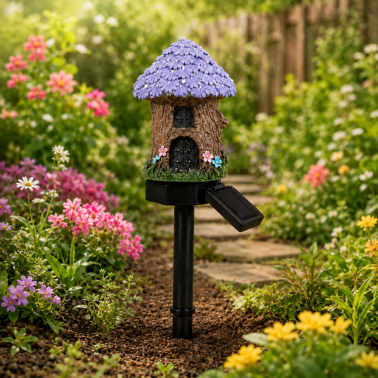 Solar Fairy-Tale Mushroom Cottage Garden Light