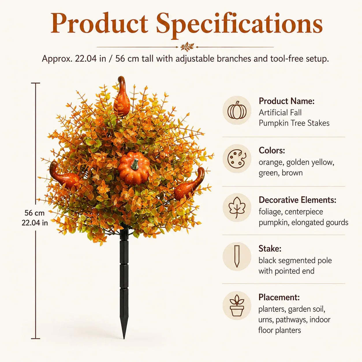 Last Day Promotion! 🔥Outdoor/Indoor UV Resistant & Waterproof Artificial Fall Pumpkin Tree Stakes