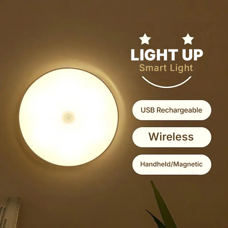 Smart Human Sensor LED Night Light, Wireless Magnetic Mount, USB Rechargeable, for Home, Office, and Hallway