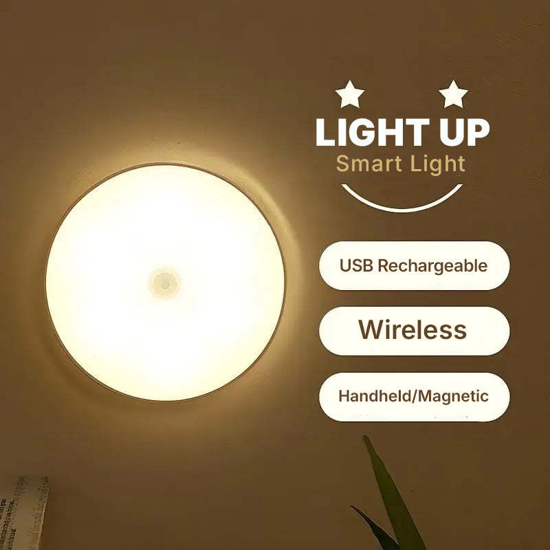 Smart Human Sensor LED Night Light, Wireless Magnetic Mount, USB Rechargeable, for Home, Office, and Hallway