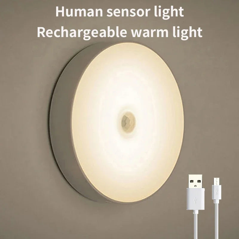 Smart Human Sensor LED Night Light, Wireless Magnetic Mount, USB Rechargeable, for Home, Office, and Hallway