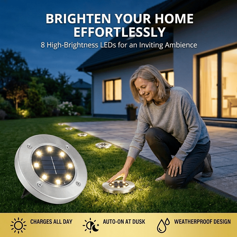 🌙 8-LED Solar Yard Lights