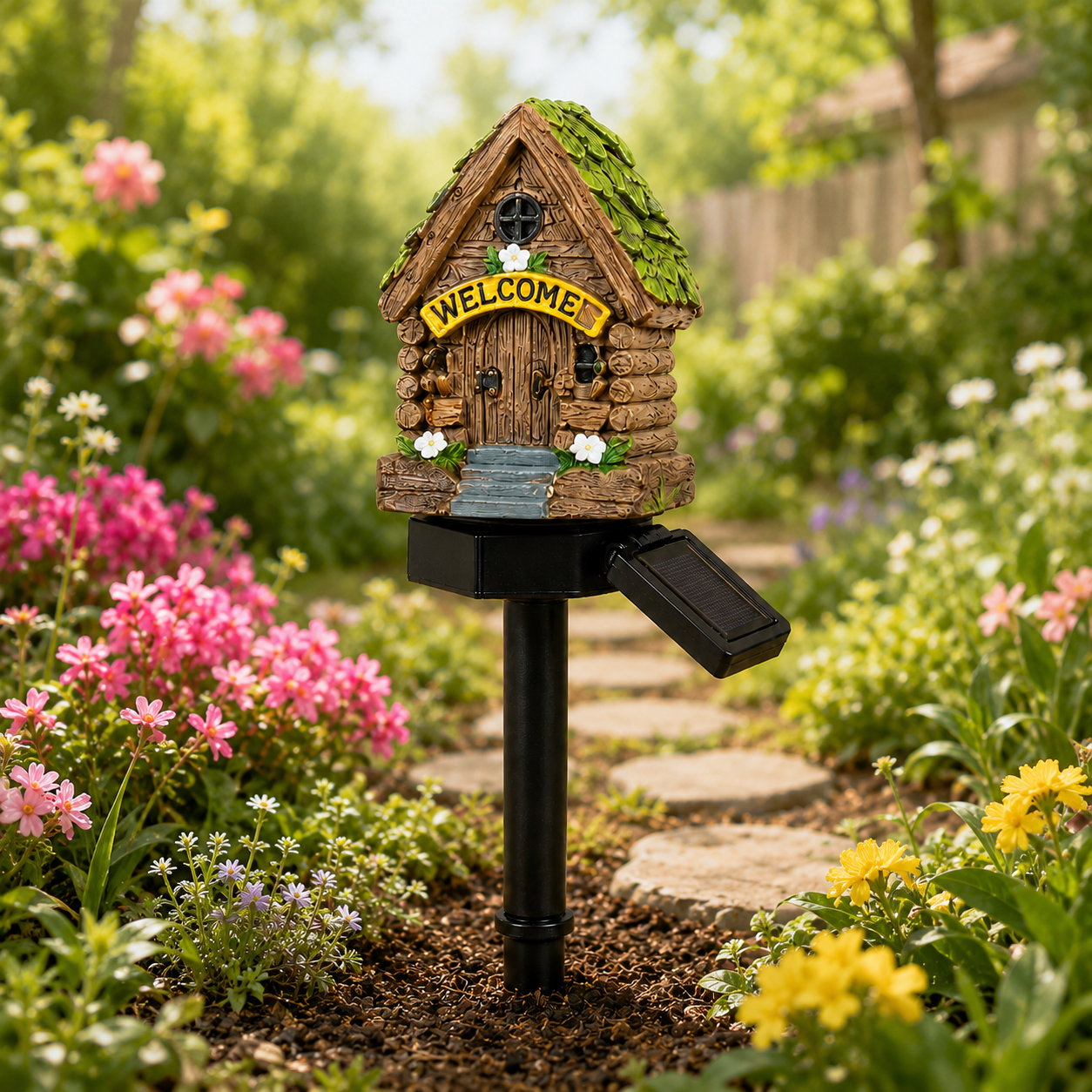 Solar Fairy-Tale Mushroom Cottage Garden Light