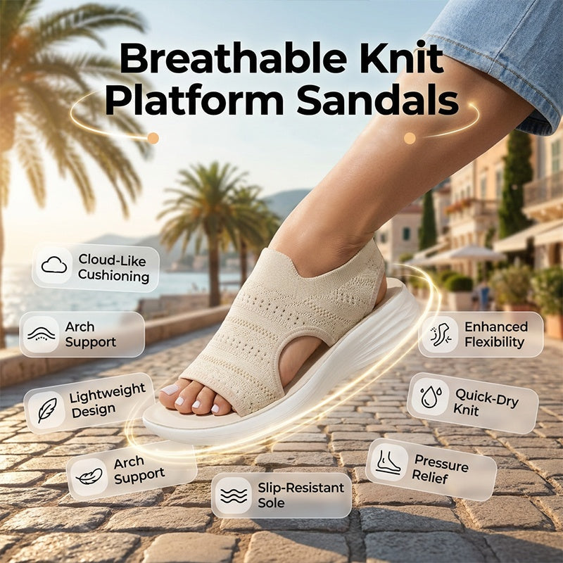 🔥Last day! 60% OFF ✅Women's Breathable Knit Platform Sandals