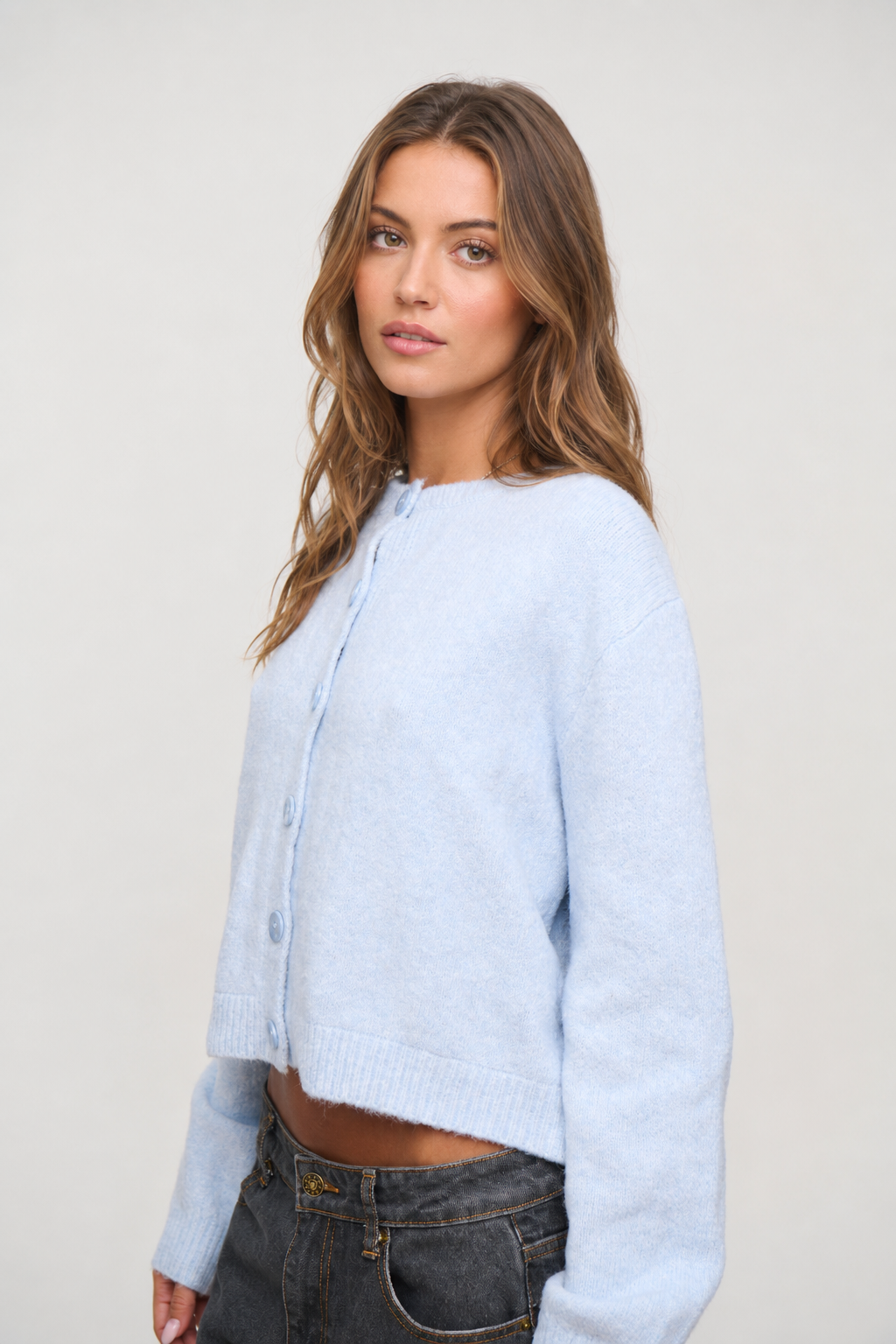 New Women's Solid Color Versatile V-Neck Blouse