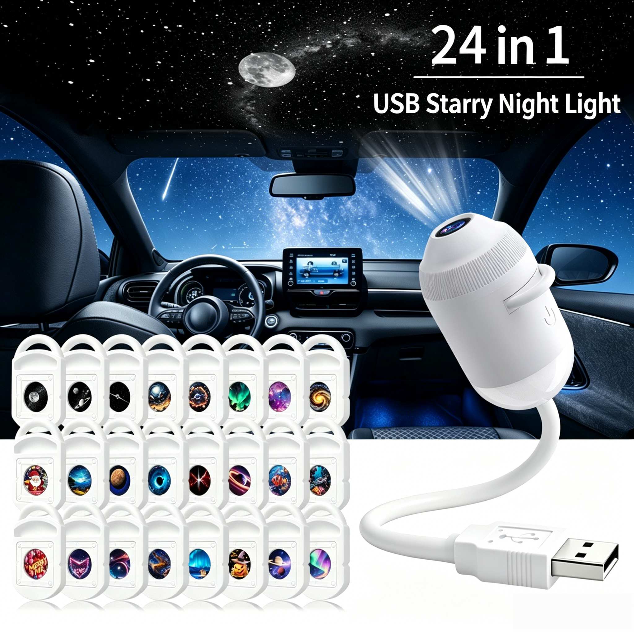5D Mini Galaxy Star Projector – Dynamic Ambient Light for Bedroom