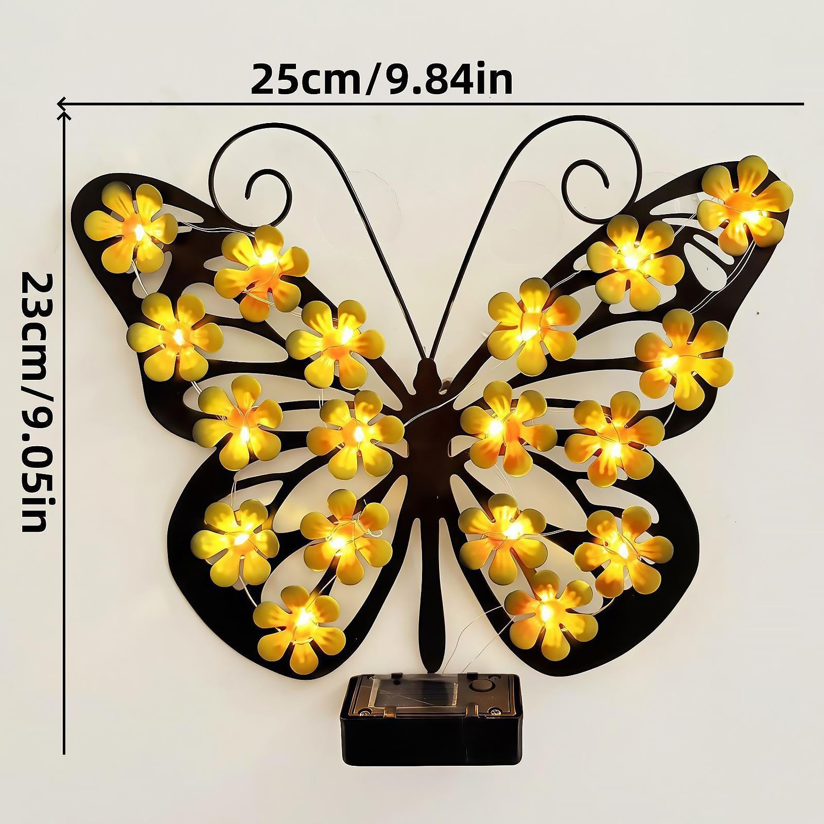 Solar Metal Art Wall Lights | Butterfly LED Decor