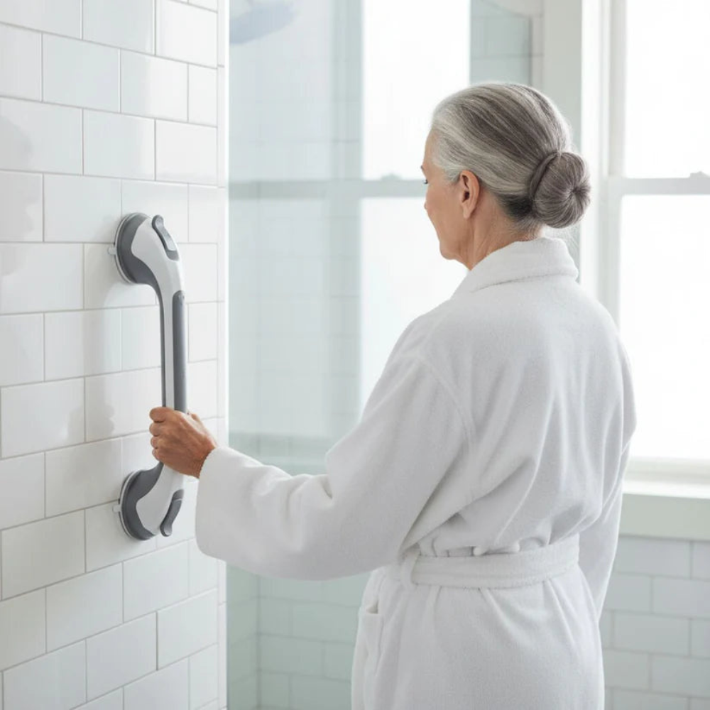 Barre d'appui pour douche-Extra Stability in Seconds—Without Drilling or Damaging Your Bathroom Walls.
