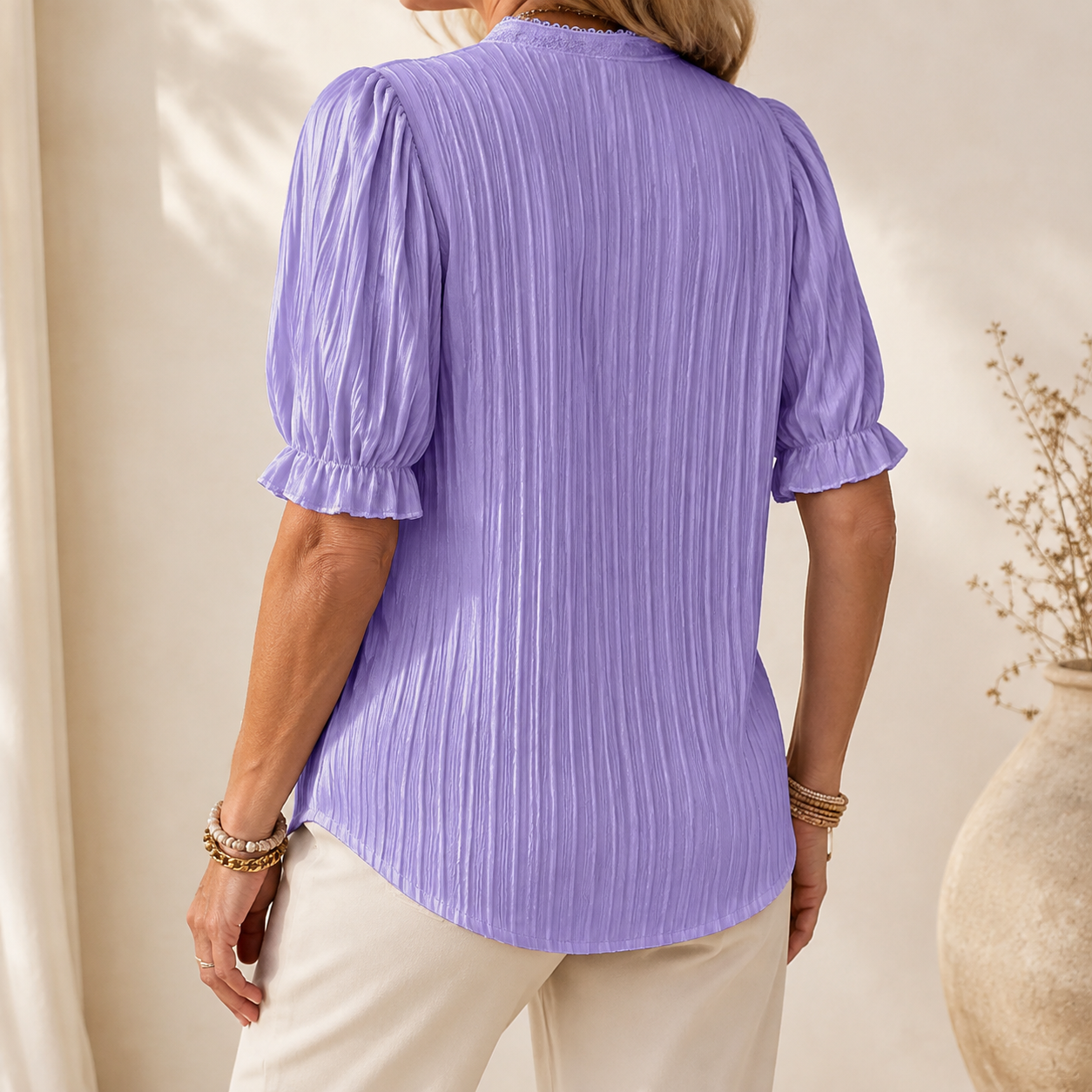 New Style-70%OFF🔥V Neck Plain Lace Elegant Shirt（Buy 2 Free Shipping）