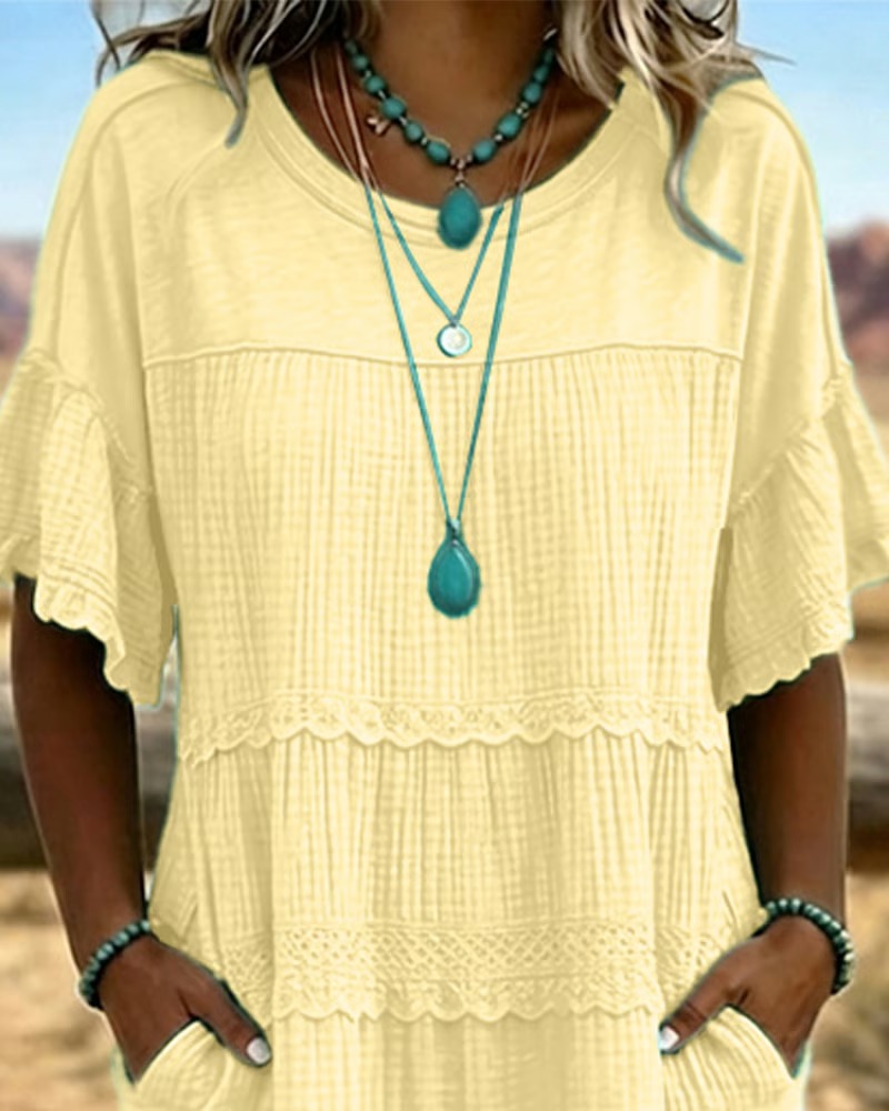 🔥 Limited-Time Offer — 70% Off 🔥Vintage Art Patchwork Cotton And Linen Long Dress