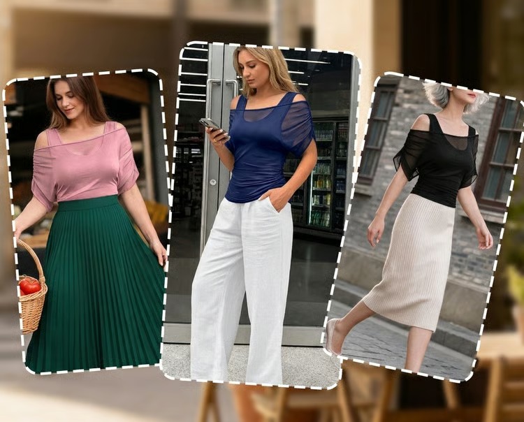 🔥Last Day Promotion 70% OFF🔥Sheer Off Shoulder U Neck Patchwork T Shirts