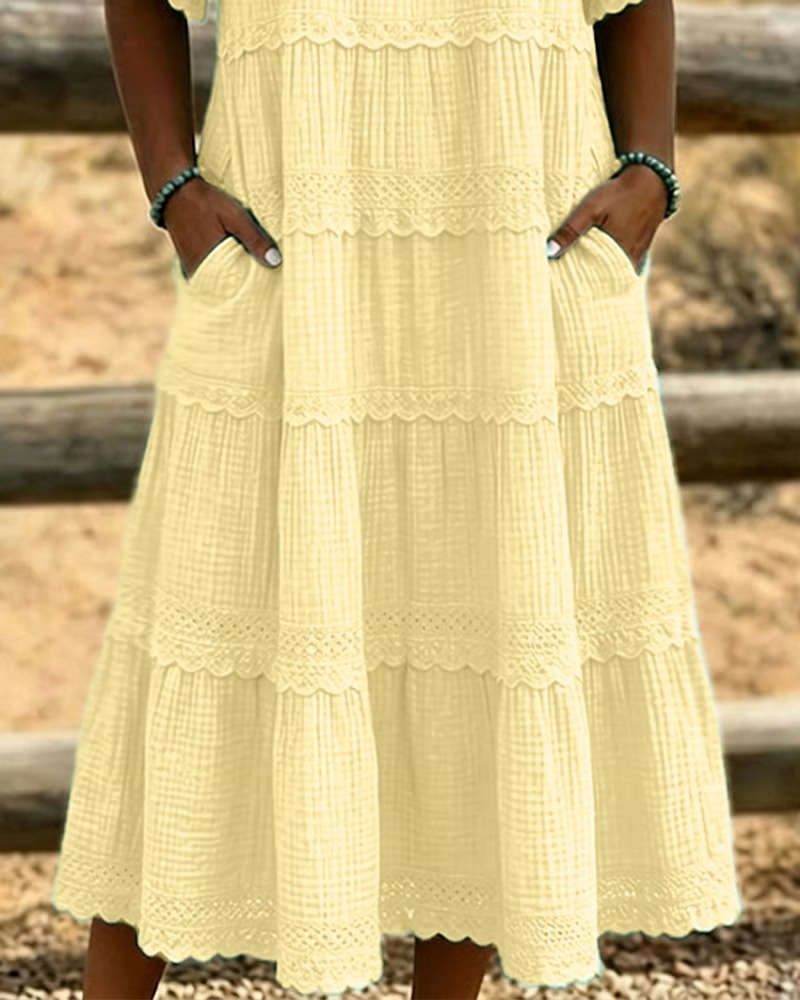 🔥 Limited-Time Offer — 70% Off 🔥Vintage Art Patchwork Cotton And Linen Long Dress