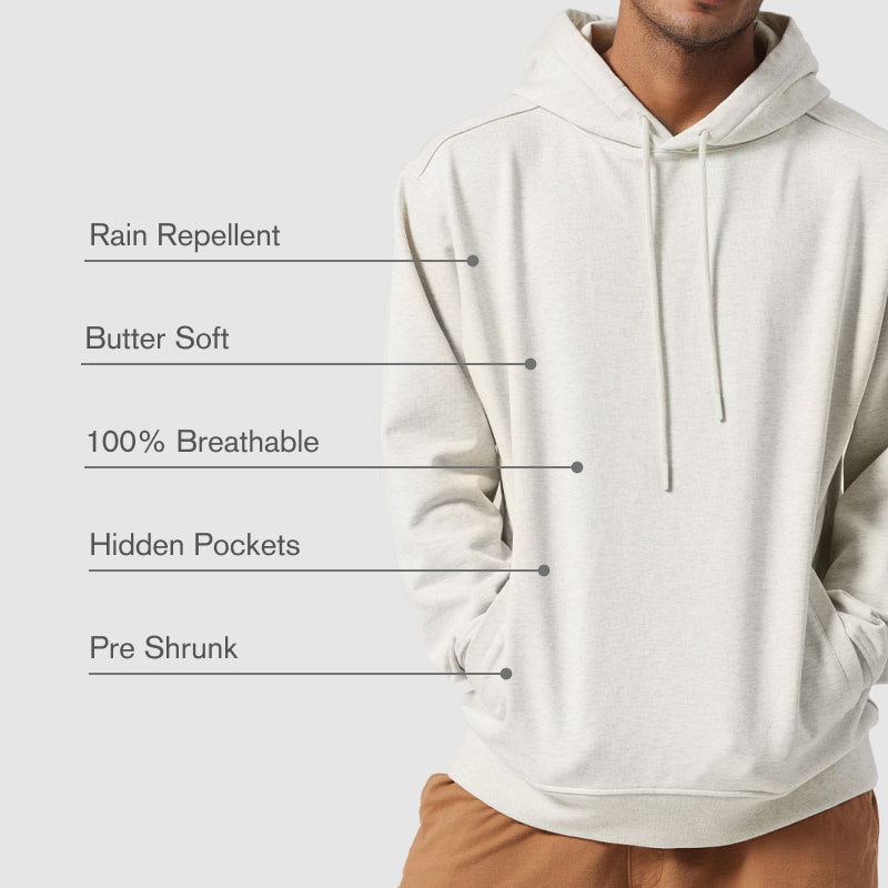 "Fresh Raindrops Distantly Flowing" Hooded Sweatshirt