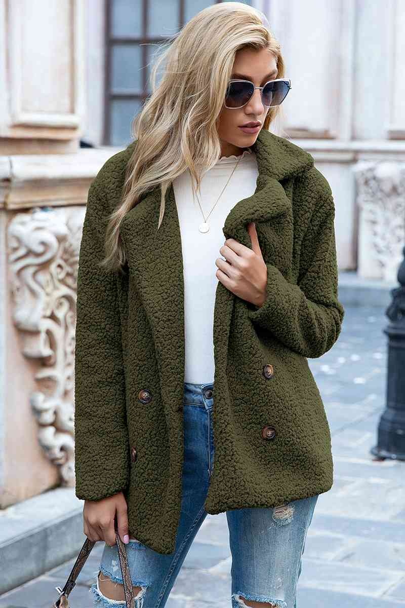 Christmas Hot Sales: 60% Off - Women’s Sherpa Teddy Jacket – Warm Fleece Coat with Double Buttons