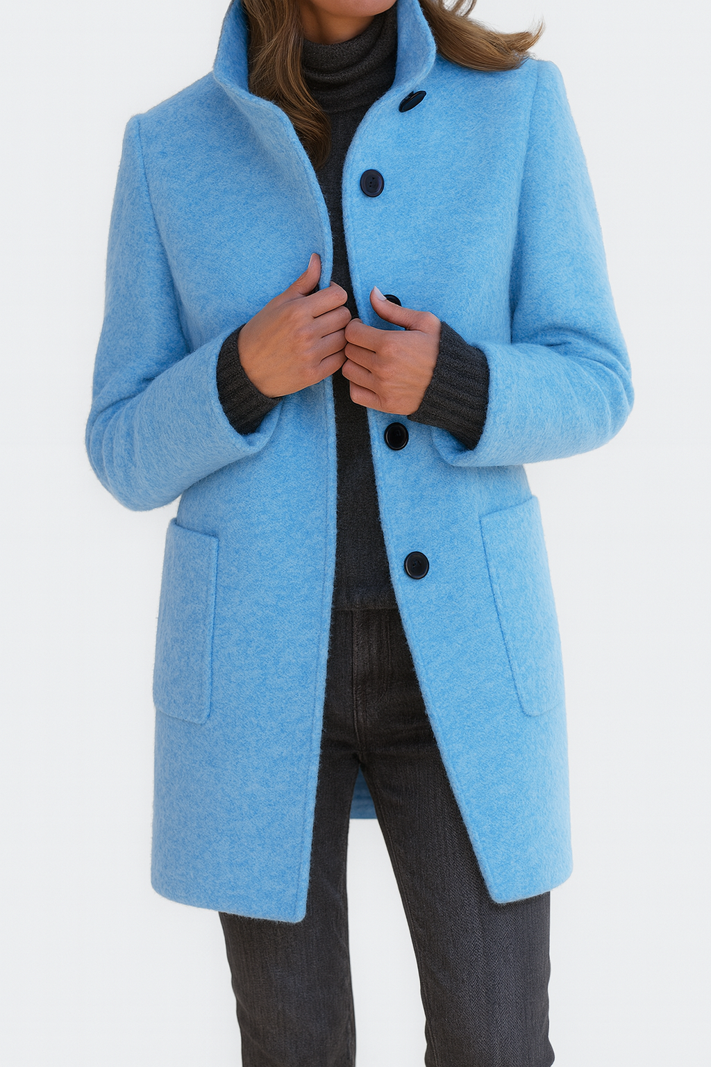 Stella | Women’s Elegant  Vintage Stand Collar Wool Winter Coat