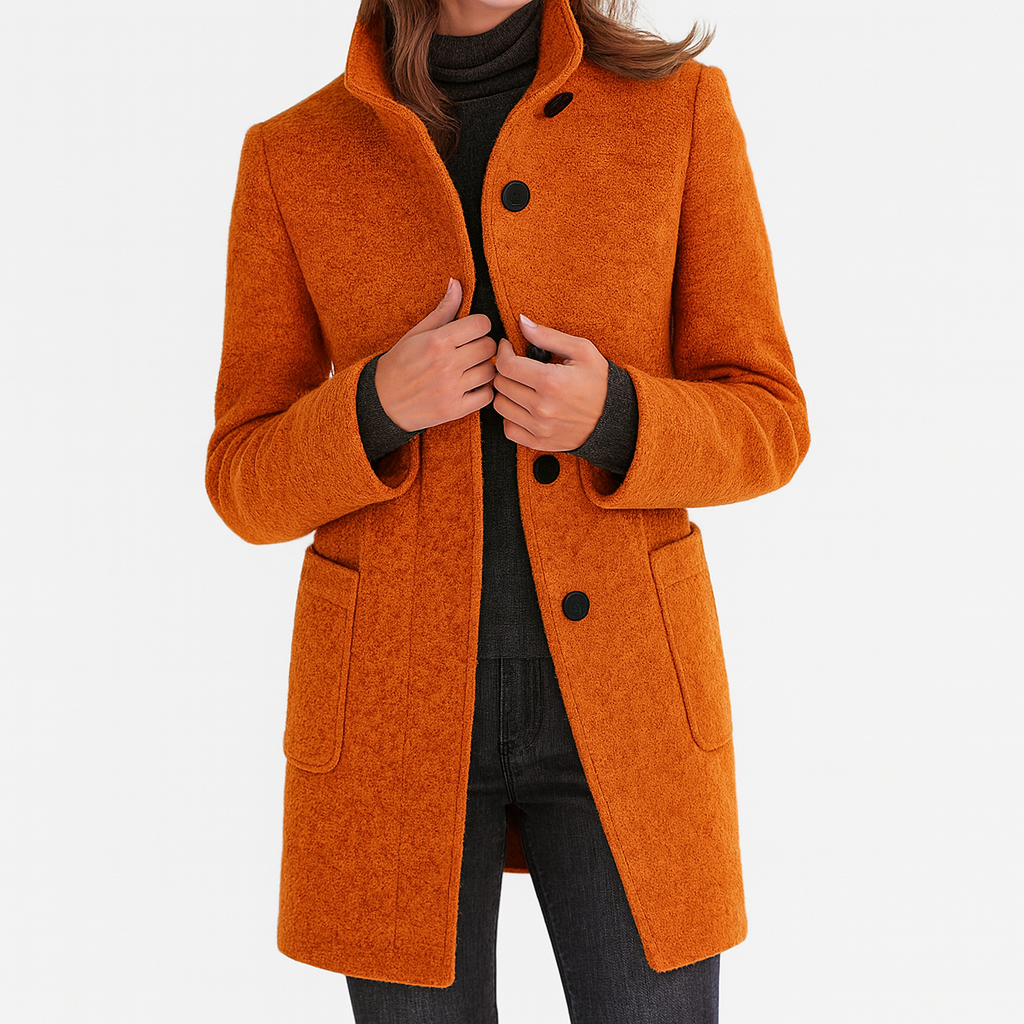 Stella | Women’s Elegant  Vintage Stand Collar Wool Winter Coat