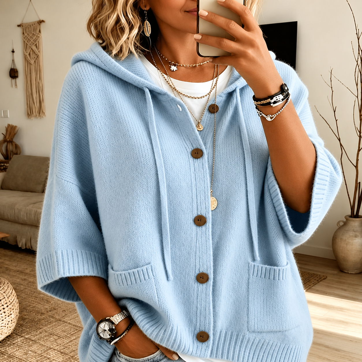 New Arrival🔥 Women's Casual Hoodie Cotton Plain Long Sleeve Comfy Cardigan