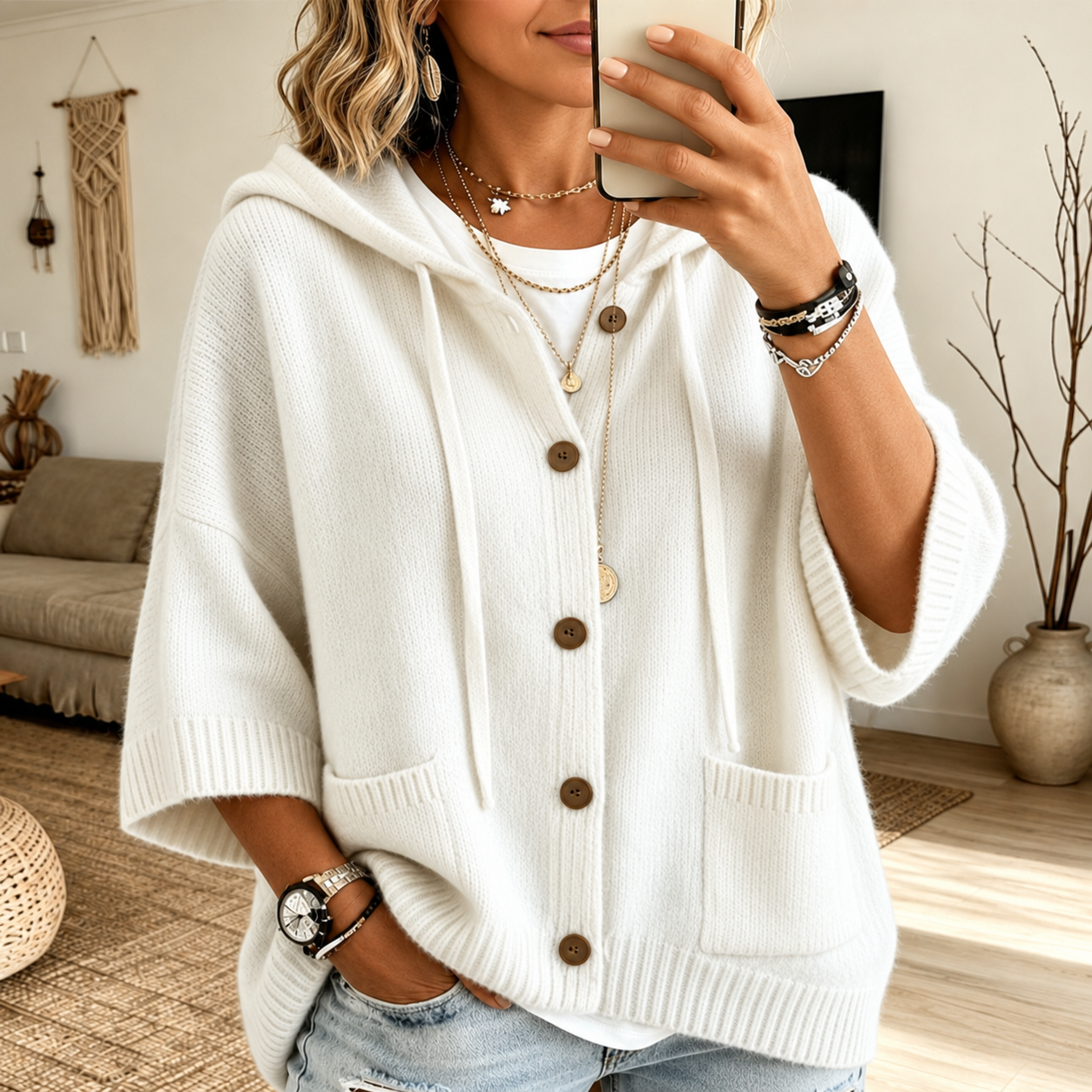 New Arrival🔥 Women's Casual Hoodie Cotton Plain Long Sleeve Comfy Cardigan