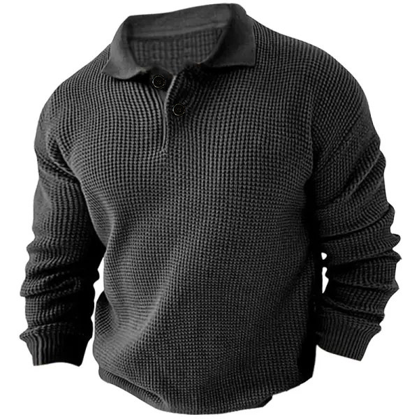 Men's Waffle Fall Long-sleeved Sweatshirt 122701
