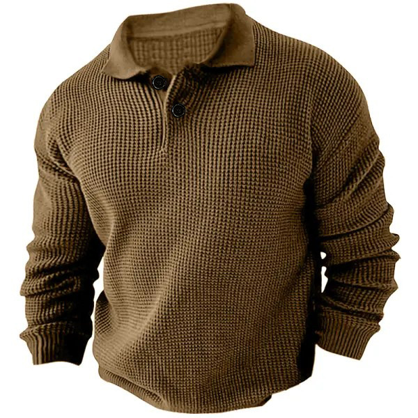 Men's Waffle Fall Long-sleeved Sweatshirt 122701