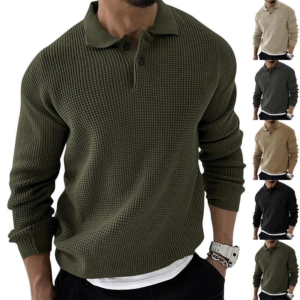 Men's Waffle Fall Long-sleeved Sweatshirt 122701