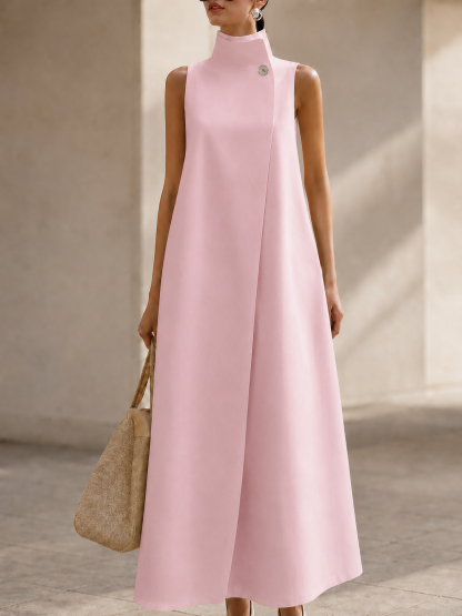 Women’s Sleeveless High Neck A Line Maxi Dress