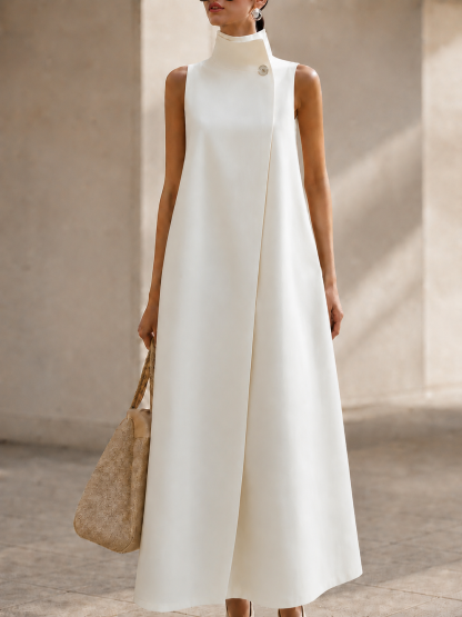 Women’s Sleeveless High Neck A Line Maxi Dress