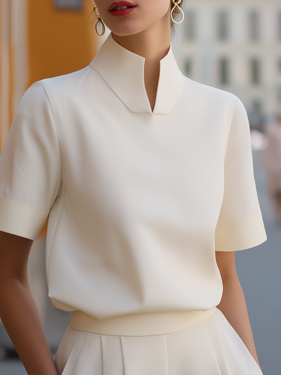 Stand Collar Structured Blouse