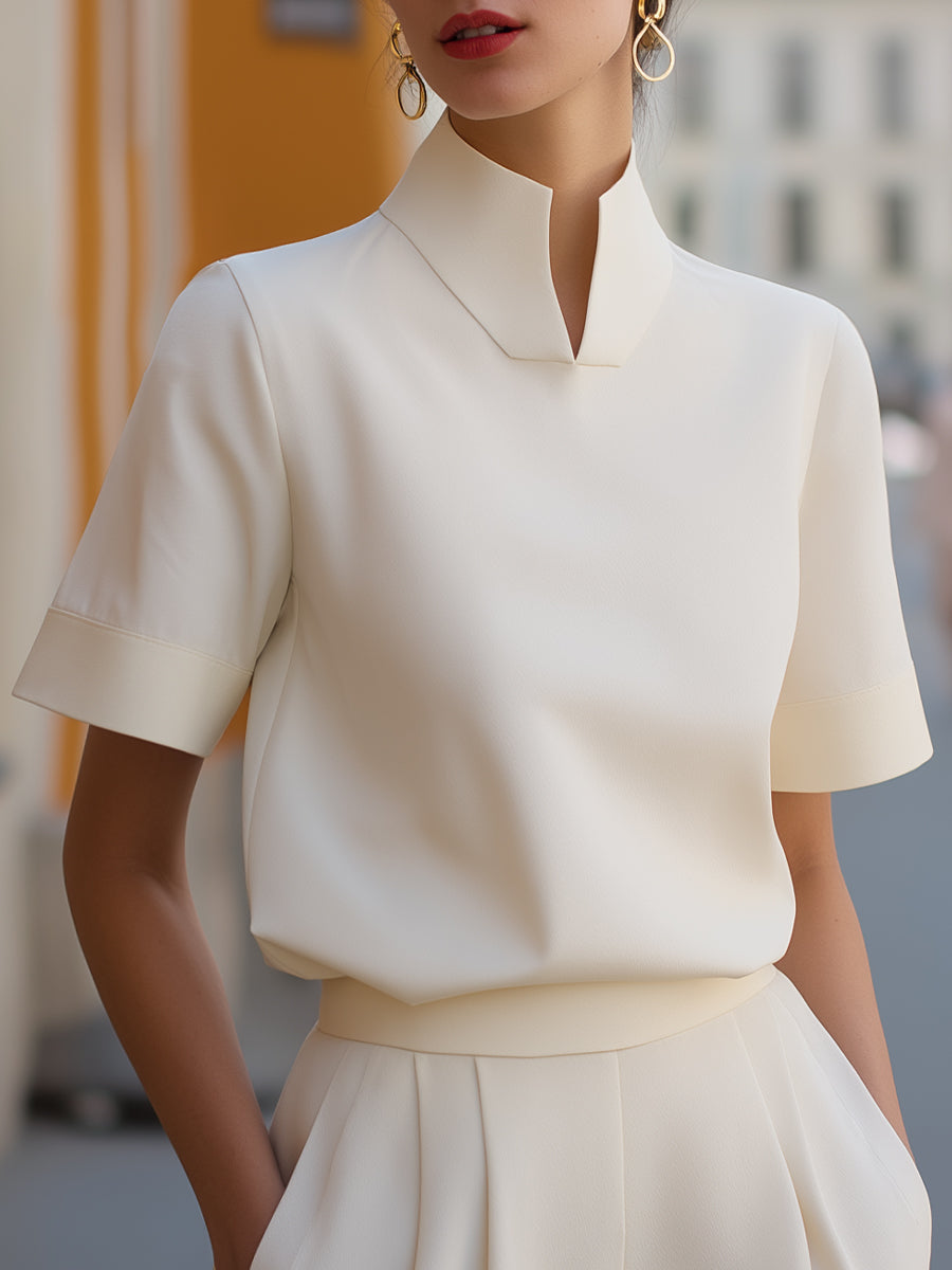 Stand Collar Structured Blouse